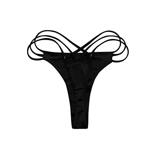 TWIFER Damen Bikini Bottom Slip Thong Badeanzug Bade Bademode Tanga Brazilian (XL, E-Schwarz) von TWIFER