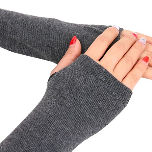 TWIFER Damen Handgelenk Arm Pulswärmer Handwärmer Gestrickte Fingerlose Handschuhe Armstulpen (34cm, Dunkelgrau) von TWIFER