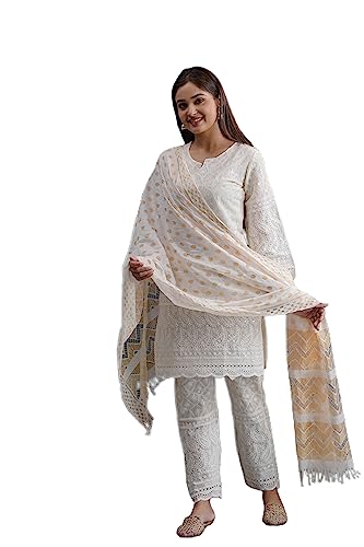 TWIN FEET Chikankari Kurtis für Damen Pakistani Salwar Kameez Anzug-Set indische Kleider Weiß Kurti Hose & Dupatta Set, Weiße Dupatta, XX-Large TWIN FEET Chikankari Kurtis für Damen Pakistani Salwar Kameez Anzug-Set indische Kleider Weiß Kurti Hose & Dupatta Set, Weiße Dupatta, XX-Large von TWIN FEET