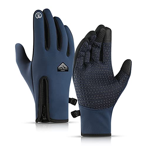 Handschuhe für den Winter, Herren, Damen, Thermo-Handschuhe für Motorrad, Radfahren, Fitnessstudio, Geschenke für Männer, Frauen, unsichtbar, Weihnachten, Jugendliche, Vater, blau, M von TWIN PEAKS SPORTS