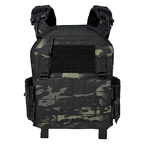 TWINFALCONS Taktische Airsoft Plattenträger, Upgrade Militär JPC Lasercut Plate Carrier Airsoft Taktische Schutzweste aus 1000D Nylon QRS MOLLE Kompatibler Plattenträger Robuste Weste für Männer von TWINFALCONS
