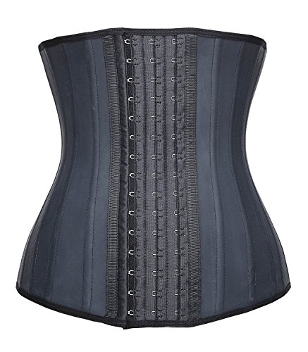 TwinsFlame Damen Latex Waist Trainer Schenken maßband körper Vollbrust Korsett Training Sport Korsage ,Schwarz 25 Stahlstäbchen,4XL(Fuer Taille 91-97CM) von TWINS FLAME