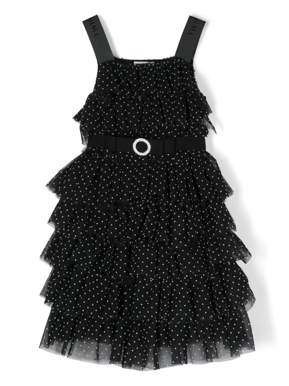 TWINSET Kids Gestuftes Kleid mit Polka Dots - Schwarz von TWINSET Kids