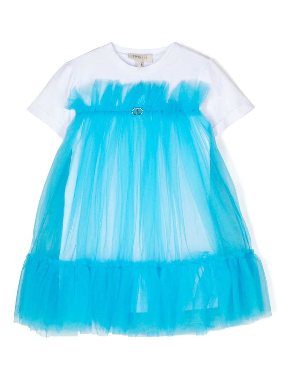 TWINSET Kids Minikleid mit gerüschtem Tüll-Overlay - Blau von TWINSET Kids