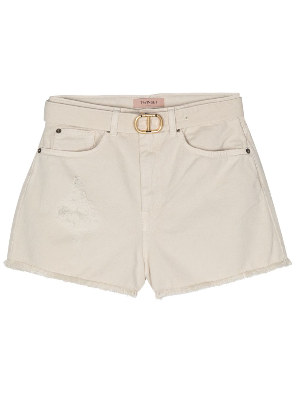 TWINSET Ausgefranste Jeans-Shorts - Nude von TWINSET