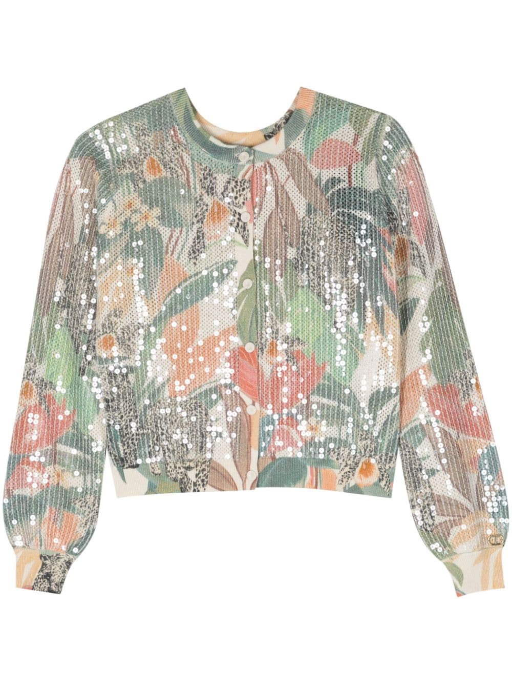 TWINSET Cardigan mit botanischem Print - Nude von TWINSET