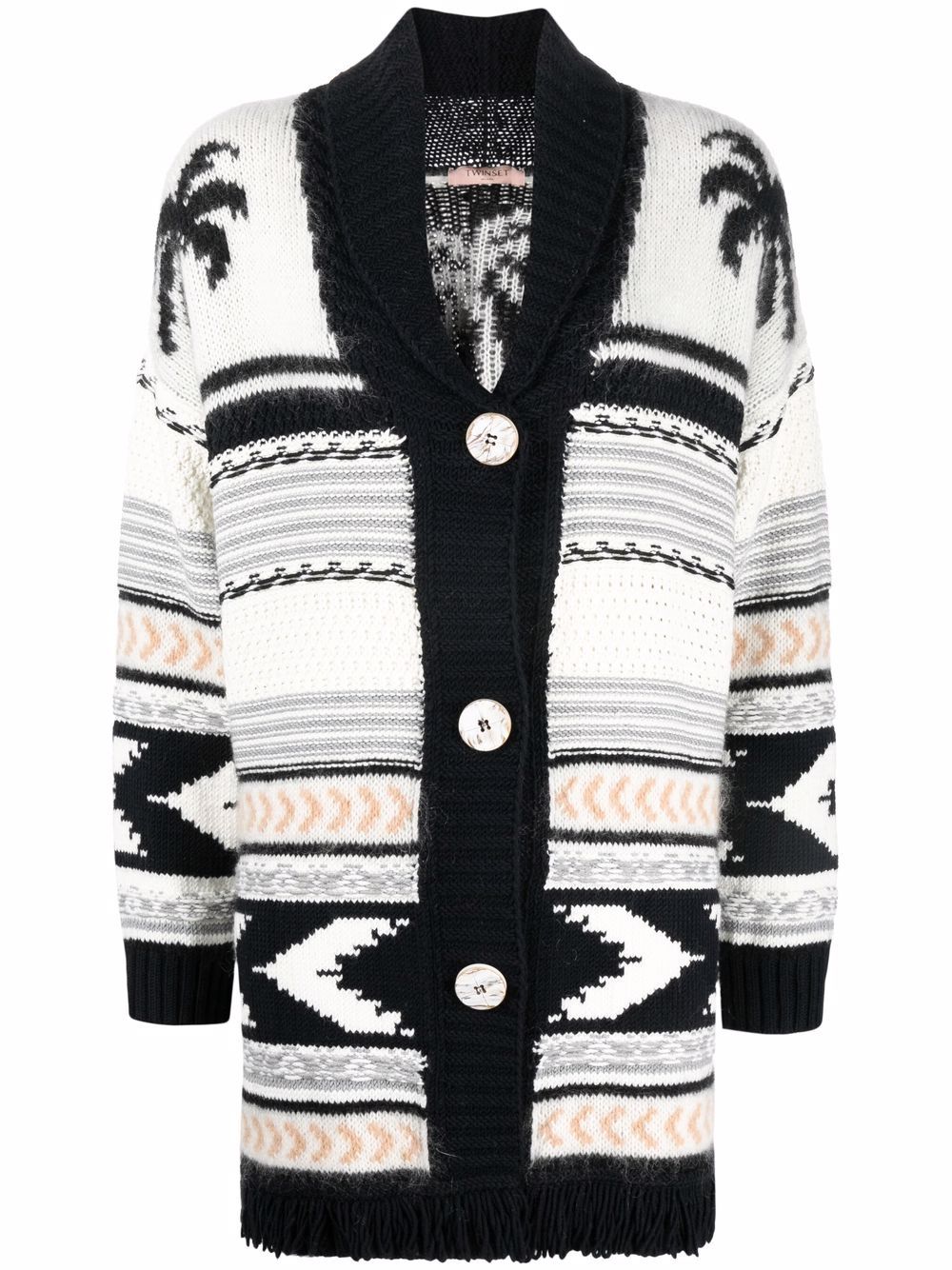 TWINSET Gemusterter Cardigan - Schwarz von TWINSET