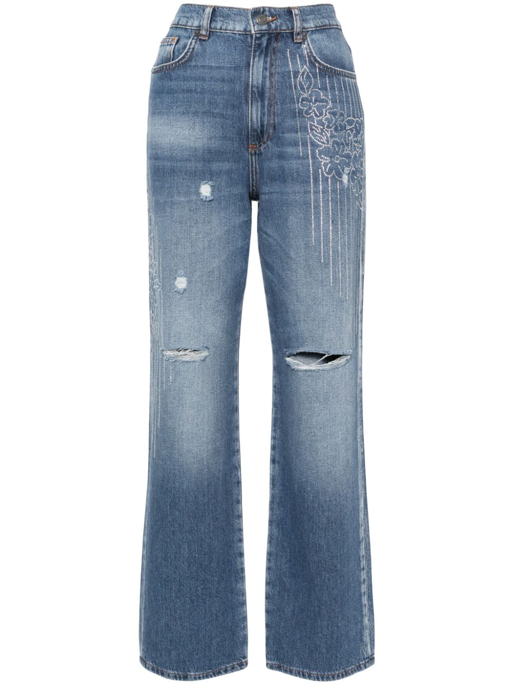 TWINSET Halbhohe Straight-Leg-Jeans - Blau von TWINSET