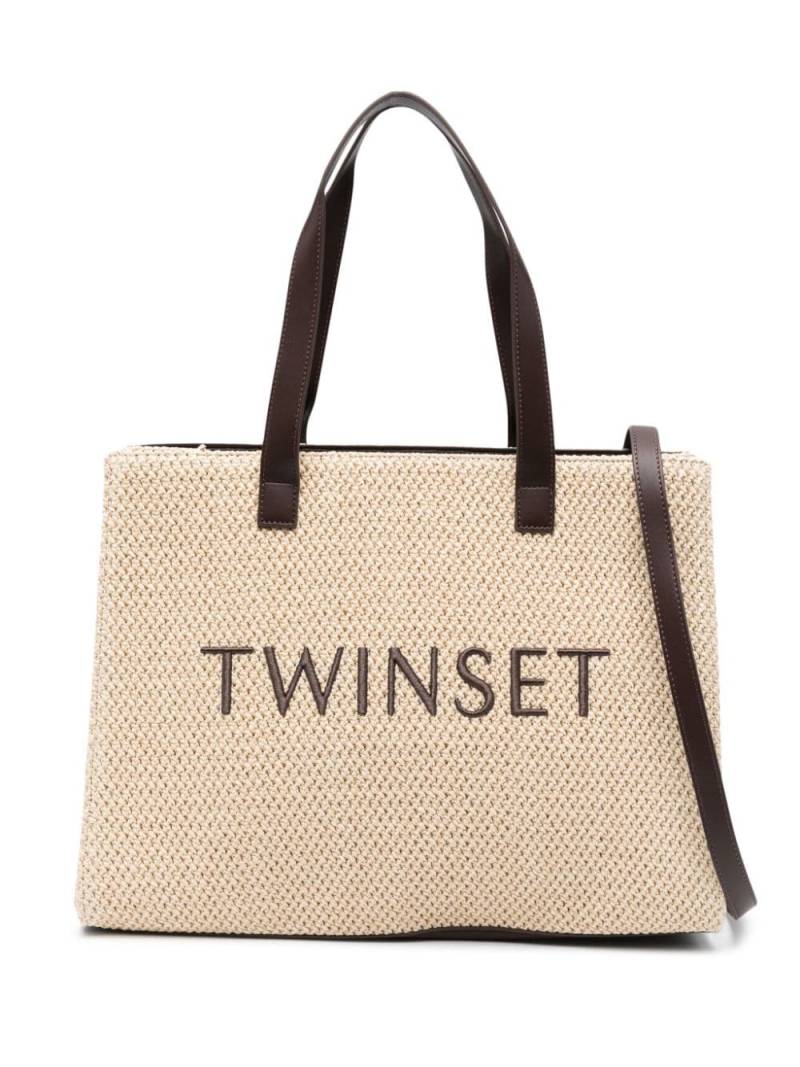 TWINSET Shopper mit Logo-Stickerei - Nude von TWINSET