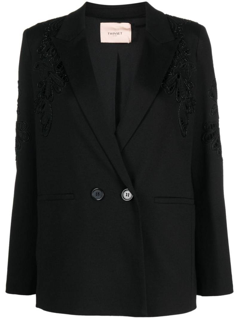 TWINSET Blazer mit aufgestickten Blumen - Schwarz von TWINSET