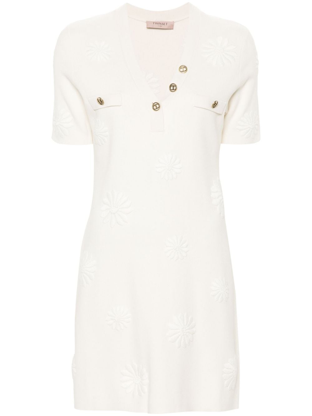 TWINSET floral-embroidery knitted dress - Nude von TWINSET