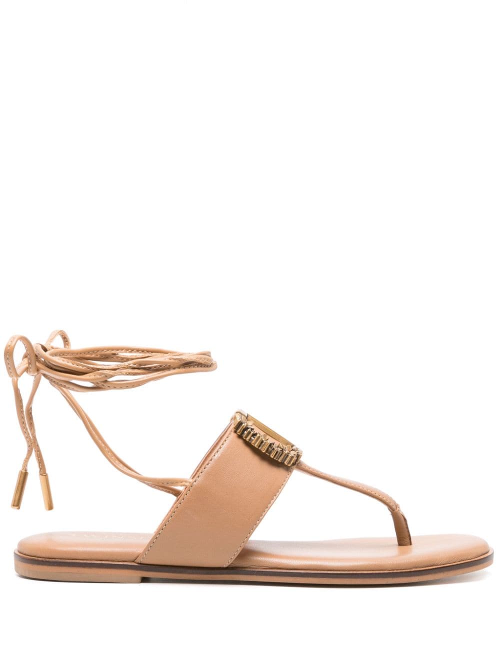 TWINSET Sandalen mit Logo-Schild - Nude von TWINSET