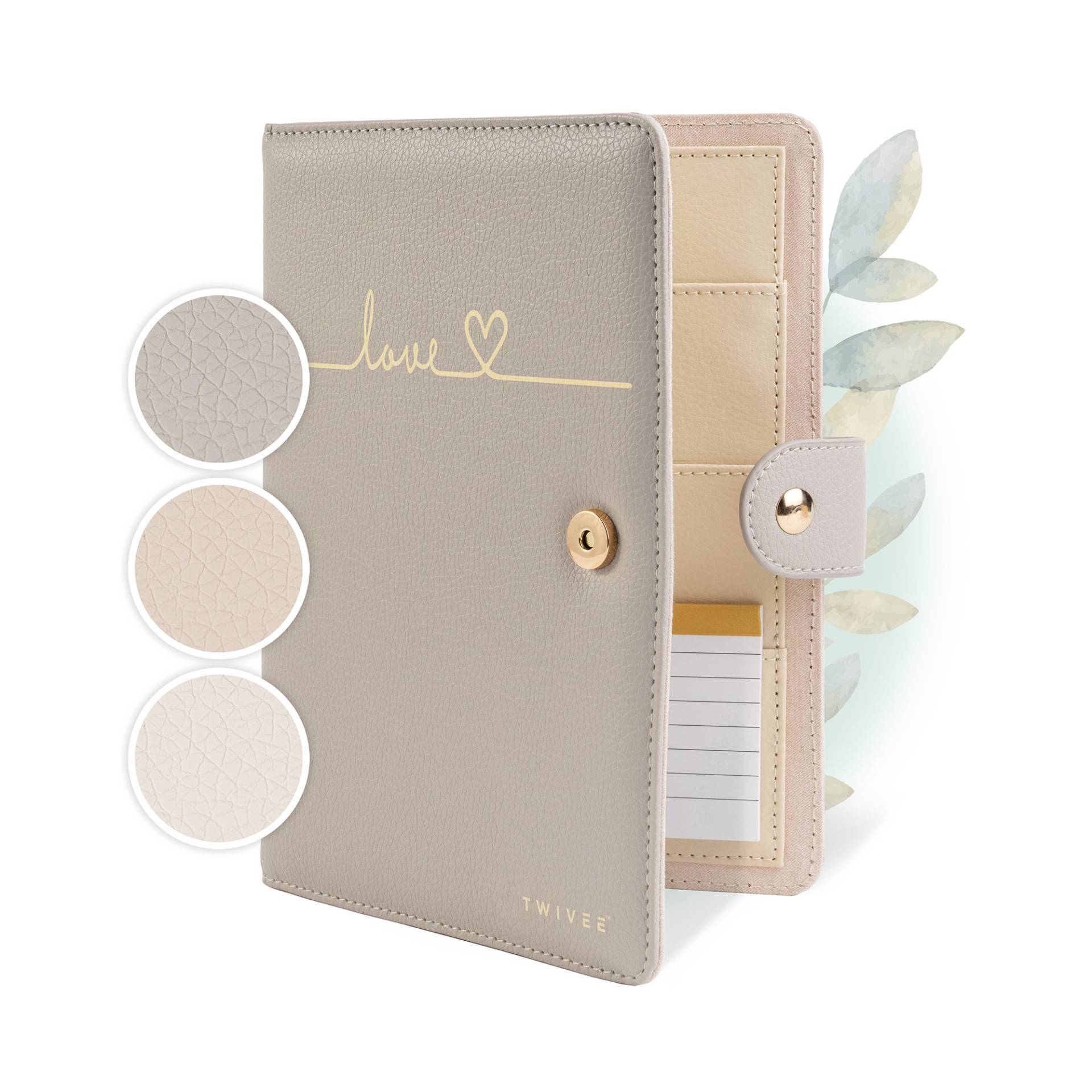 Twivee - Mutterpasshülle | Love Organizer Mit Magnetverschluss Deutscher Mutterpass Mutter-Kind-Pass Inkl. Notizblock Und 8 Fächern von TWIVEE