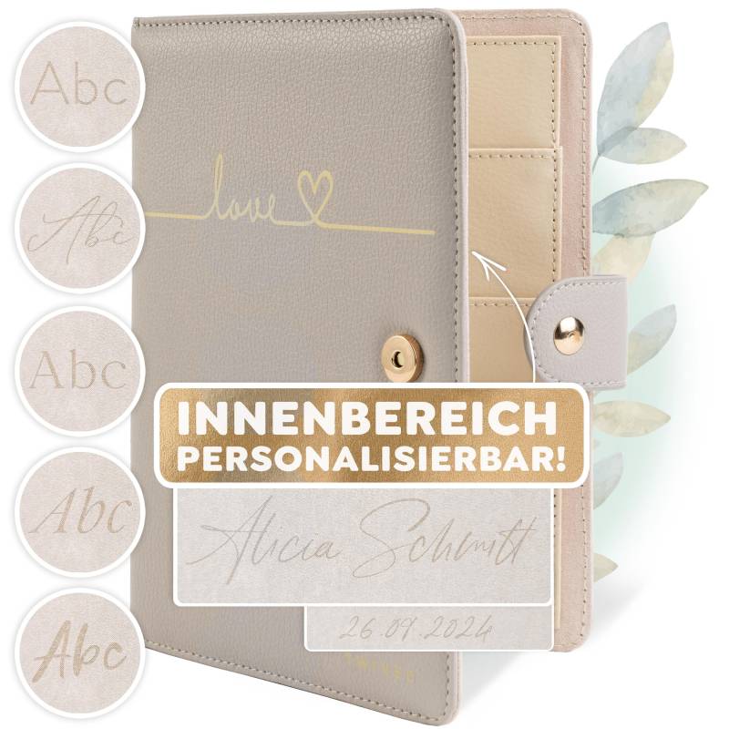 Twivee - Mutterpasshülle | Love Personalisiert Organizer Mit Magnetverschluss Deutscher Mutterpass Inkl. Notizblock Und 8 Fächern von TWIVEE