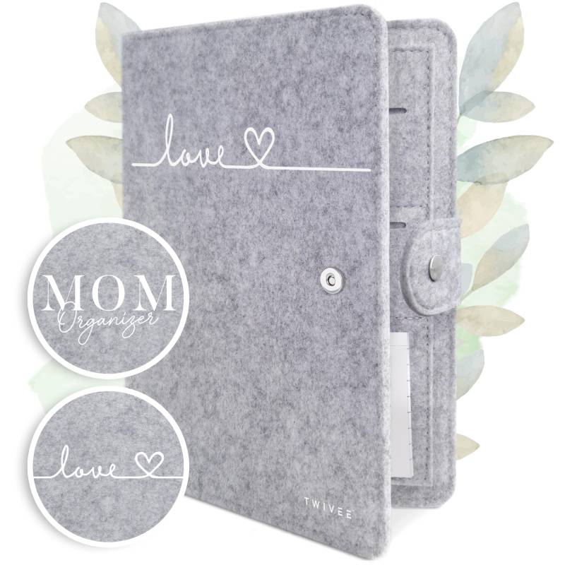 Twivee - Mutterpasshülle Organizer Mit Magnetverschluss Deutscher Mutterpass Mutter-Kind-Pass Inkl. Notizblock Filz von TWIVEE