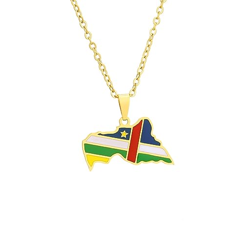 Halskette Anhänger Halsketten mit Karte und Flagge der Europäischen und Amerikanischen Zentralafrikanischen Republik, neue geometrische Accessoires für Männer und Frauen Geburtstag Party Geschenk von TWOMEM