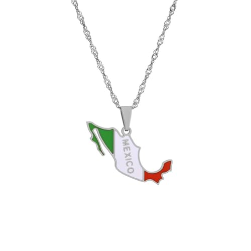TWOMEM Halskette Anhänger Halskette mit europäischer und amerikanischer Mexiko-Karte, geometrischer Schlüsselbeinketten-Schmuck im Ethno-Stil für Damen Geburtstag Party Geschenk von TWOMEM