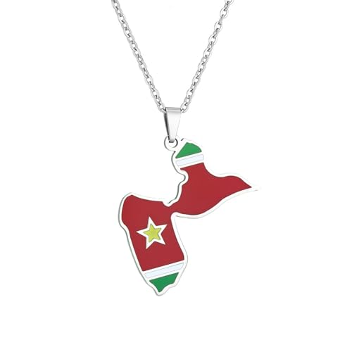 TWOMEM Halskette Anhänger Modische Halskette mit Flaggenanhänger im französischen Guadeloupe-Karten- und Ethno-Stil für Herren und Damen Geburtstag Party Geschenk von TWOMEM