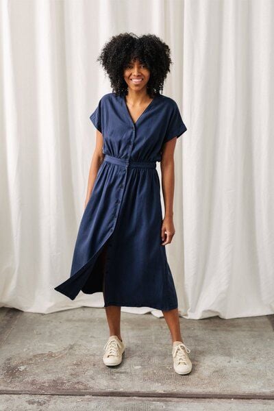 TWOTHIRDS Langes Kleid Vegan 'Folegandros' aus Bio-Baumwolle von TWOTHIRDS