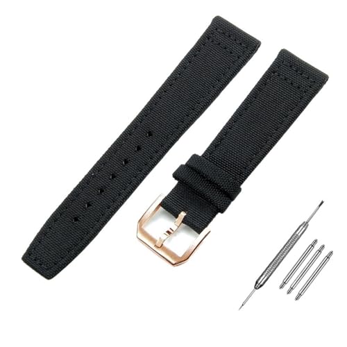 TWRQA 20 mm, 21 mm, 22 mm, Nylon-Canvas-Armband für IWC Pilot, Portugal, Portofino, Stoff, Uhrenarmband, Faltschnalle, Rindsleder, 21 mm, Achat von TWRQA