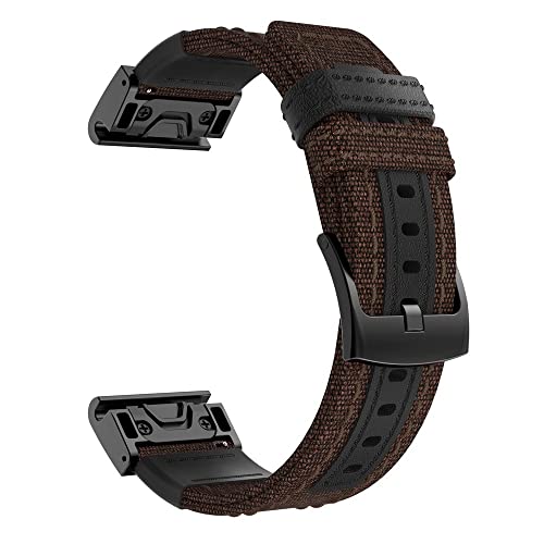 TWRQA 22/26 mm Canvas-Armband, Schnellverschluss, Nylon + Leder, einfache Passform, Schnellverschluss, für Garmin Fenix 5 5X Plus 6 6X Pro 3HR/COROS VERTIX 2, For Fenix 6 6 Pro 945, Achat von TWRQA