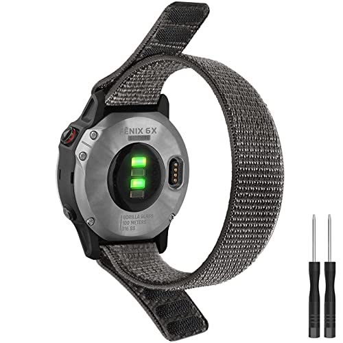 TWRQA 26 mm Schlaufen-Nylonband für Fenix 6X / Fenix 5X / Fenix 7X, ultraleichtes, schnell trocknendes Uhrenarmband für Garmin Fenix 6X Pro/Sapphire, 26 mm, Achat von TWRQA