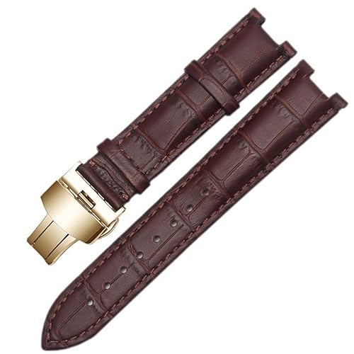 TWRQA Gnuine Lederarmband für GC-Armband, 22 x 13 mm, 20 x 11 mm, gekerbtes Armband mit Edelstahl-Schmetterlings-Schnalle, 20-11mm, Achat von TWRQA