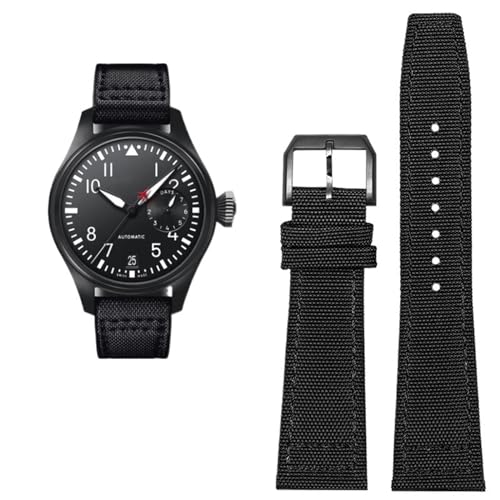 TWRQA Hohe Dichte Nylon Rindsleder Uhrenarmband Für IWC PILOT Portugal Stoff Uhrenarmband 20mm 21mm 22mm Armband Schwarz Armygreen Blau Rindsleder Handgelenk Gürtel, 21 mm, Achat von TWRQA