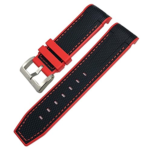 TWRQA Uhrenarmband aus Fluorkautschuk, wasserdicht, passend für Blancpain 5000 5015 Fifty Fathoms Citizen, 22 mm, 23 mm, Schwarz / Weiß / Rot, 22 mm, Achat von TWRQA