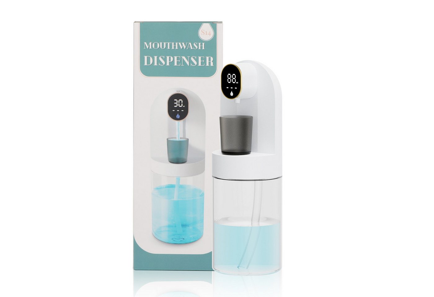 TWSOUL Munddusche Mundwasser Spender Automatisch 600ML Mundspülung Spender mit 2 Becher, Wiederaufladbar Mundspülspender mit 4 Dosierstufen, Tropfsicher TWSOUL Munddusche Mundwasser Spender Automatisch 600ML Mundspülung Spender mit 2 Becher, Wiederaufladbar Mundspülspender mit 4 Dosierstufen, Tropfsicher von TWSOUL