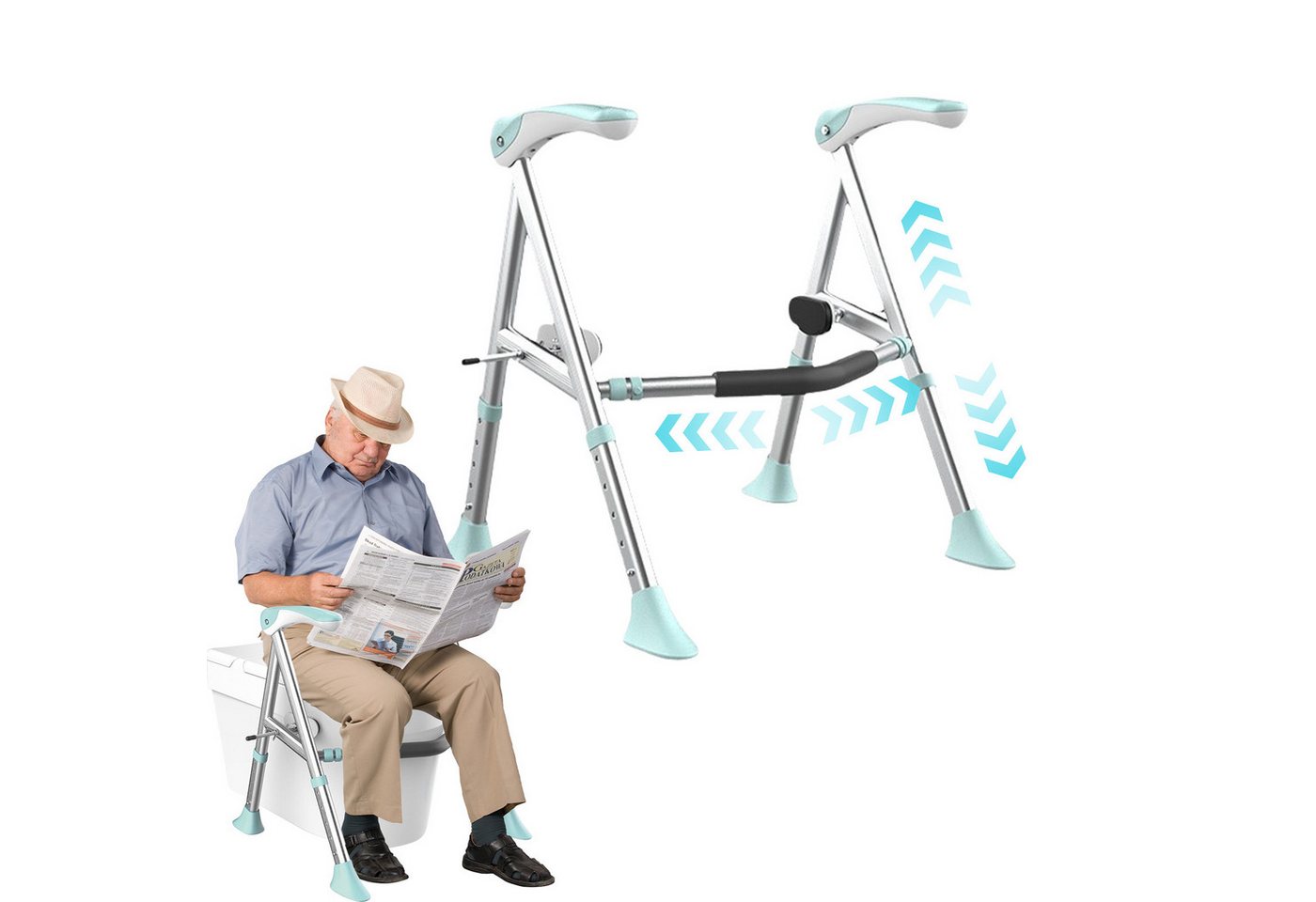 TWSOUL WC-Aufstehhilfe Aufstehhilfe Toilette Breite&Höhenverstellbar Ohne Bohren Haltegriffe, bis160kg, Einfache Installation, für Senioren Schwangere Frauen von TWSOUL