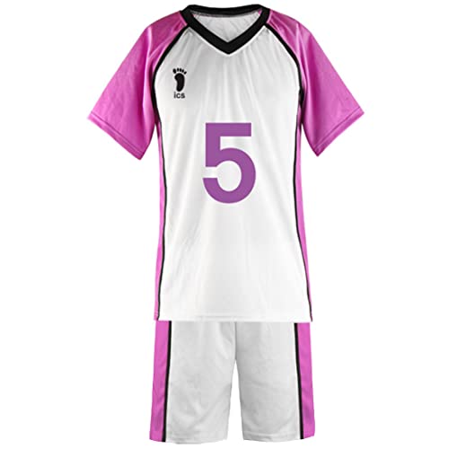 TWSTIV Shiratorizawa High School Cosplay Volleyball Jersey Shirt Shorts Kostüm Uniform, Nr. 5 Guess Monster, L von TWSTIV