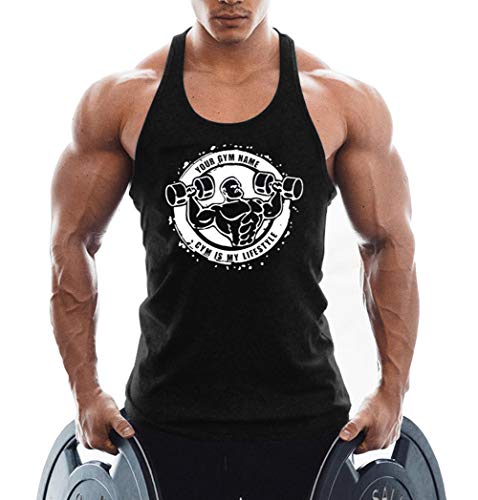TX Apparel Herren Gym Tank Tops Muscle Cut Stringer Bodybuilding Workout Ärmellose T-Shirts-BK-M von TX Apparel