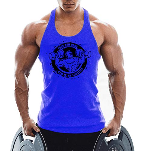 TX Apparel Herren Gym Tank Tops Muscle Cut Stringer Bodybuilding Workout Ärmellose T-Shirts-BU-L von TX Apparel