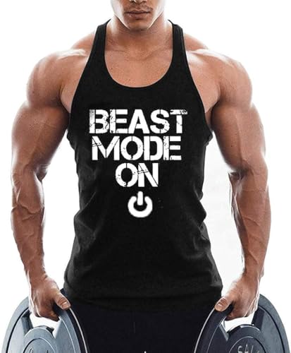 TX Apparel Herren Tanktop Beast Fitness Stringer Ärmellos Weste Gym Shirt Baumwolle-BK-M von TX Apparel