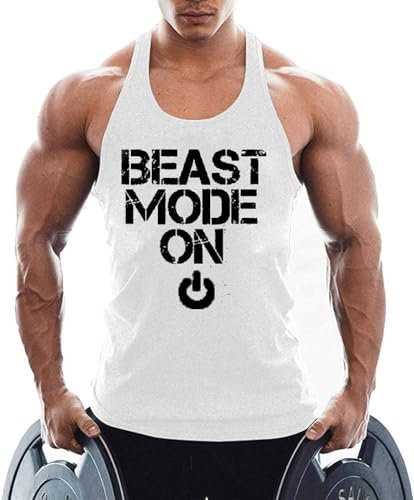 TX Apparel Herren Tanktop Beast Fitness Stringer Ärmellos Weste Gym Shirt Baumwolle-WT-L von TX Apparel