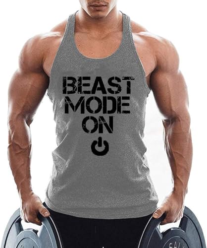 TX Apparel Herren Tanktop Beast Fitness Stringer àrmellos Weste Gym Shirt Baumwolle, Grau, L von TX Apparel
