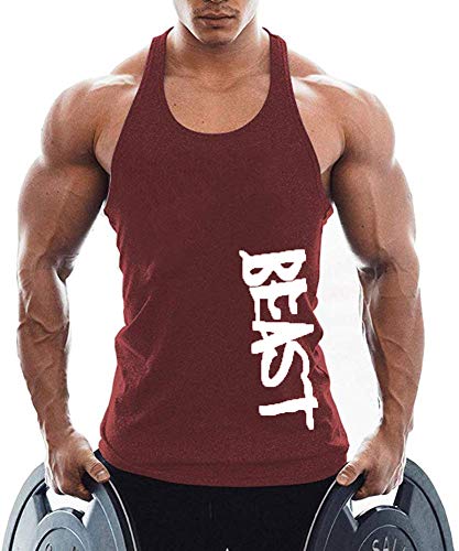 TX Apparel Herren Tanktop Beast Gym Stringer Shirt Baumwolle, Weinrot, L… von TX Apparel