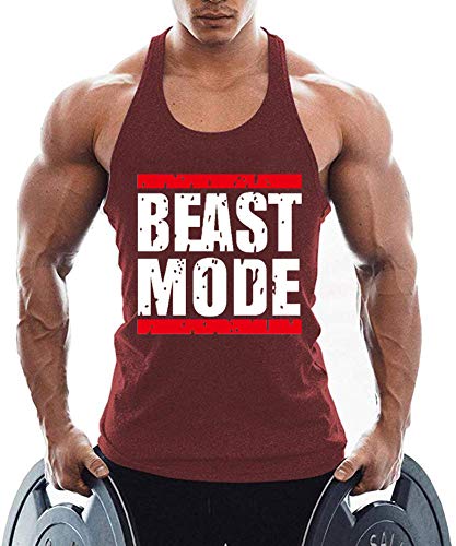 TX Apparel Herren Tanktop Fitness Stringer Beast Mode Ärmellos Weste Gym Shirt Muskelshirt -WNRD-XL von TX Apparel