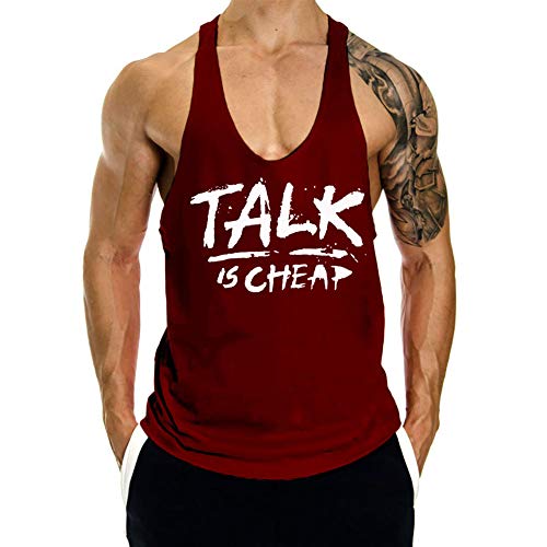 TX Apparel Herren Tanktop Fitness Stringer Fährte Beast Paw Ärmellos Weste Gym Shirt Baumwolle (Rot1, S) von TX Apparel