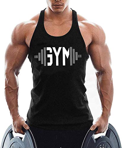 TX Apparel Herren Tanktop Fitness Stringer Gym Shirt Baumwolle-BK-L von TX Apparel