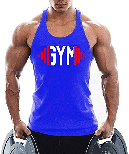 TX Apparel Herren Tanktop Fitness Stringer Gym Shirt Baumwolle-BU-L von TX Apparel