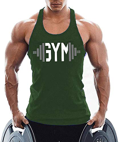 TX Apparel Herren Tanktop Fitness Stringer Gym Shirt Baumwolle-GN-L von TX Apparel