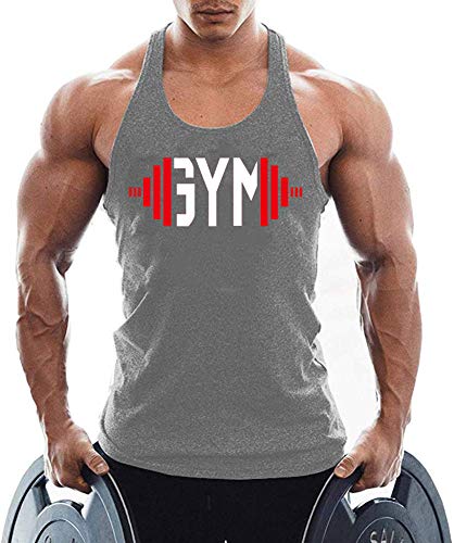 TX Apparel Herren Tanktop Fitness Stringer Gym Shirt Baumwolle-GY-XL von TX Apparel