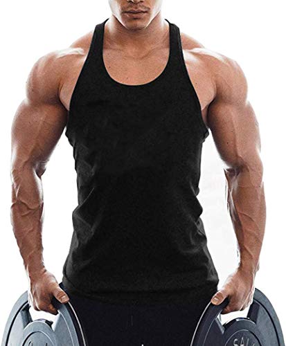 TX Apparel Herren Tanktop Fitness Stringer Gym Shirt Baumwolle Schwarz BK-L von TX Apparel