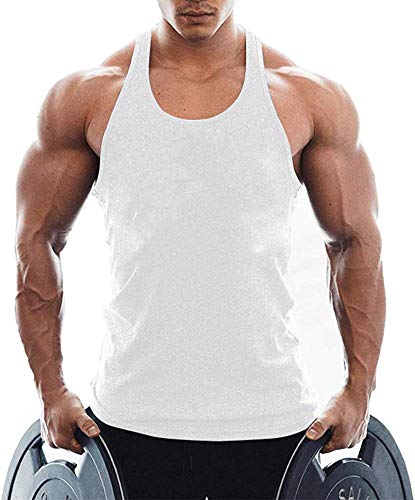 TX Apparel Herren Tanktop Fitness Stringer Gym Shirt Baumwolle Weiß WT-M von TX Apparel