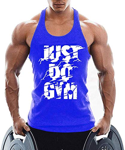 TX Apparel Herren Tanktop Fitness Stringer JUST DO Gym Ärmellos Weste Gym Shirt Muskelshirt -BU-L von TX Apparel