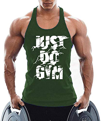 TX Apparel Herren Tanktop Fitness Stringer JUST DO Gym Ärmellos Weste Gym Shirt Muskelshirt -GN-L von TX Apparel