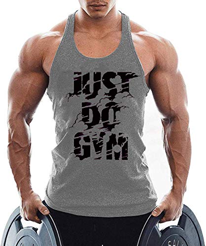 TX Apparel Herren Tanktop Fitness Stringer JUST DO Gym Ärmellos Weste Gym Shirt Muskelshirt -GY-L von TX Apparel