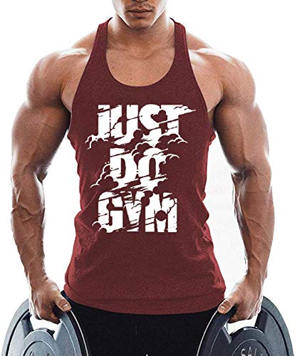 TX Apparel Herren Tanktop Fitness Stringer JUST DO Gym Ärmellos Weste Gym Shirt Muskelshirt -WNRD-L von TX Apparel